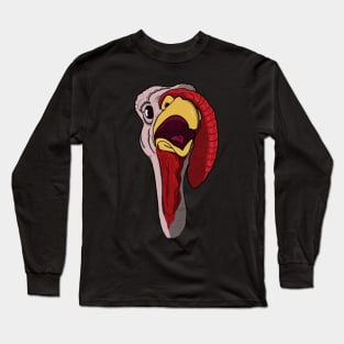 Cute Turkey Face Gobble Silly Thanksgiving and Fall Long Sleeve T-Shirt